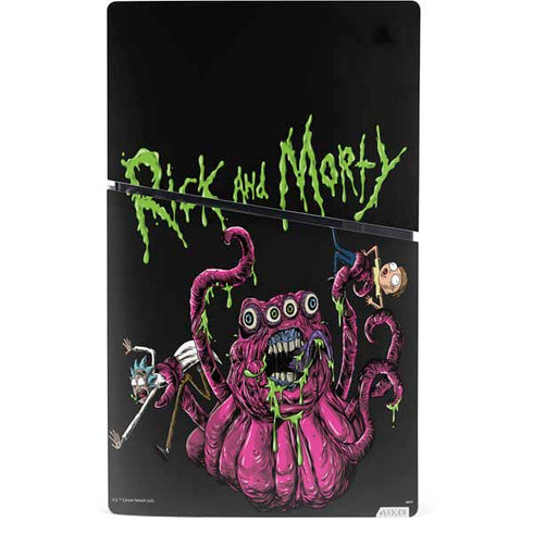 Adult Swim Rick and Morty Tentacle Attack PS5 Slim Digital Edition Console Skin